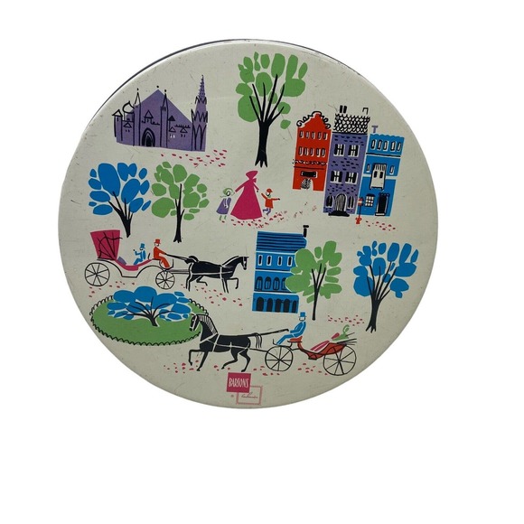 Vintage Other - Vintage 1959 Barton's Bonbonniere Candy MCM Printed Round Tin Container